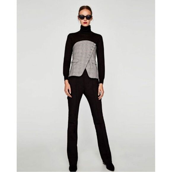 Zara Checked Corset Black White Top Size S - Picture 3 of 10